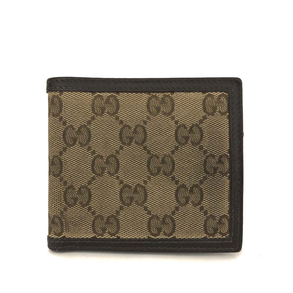 PRE-ORDER GUCCI GG Logo Canvas Leather Bifold Wallet Beige