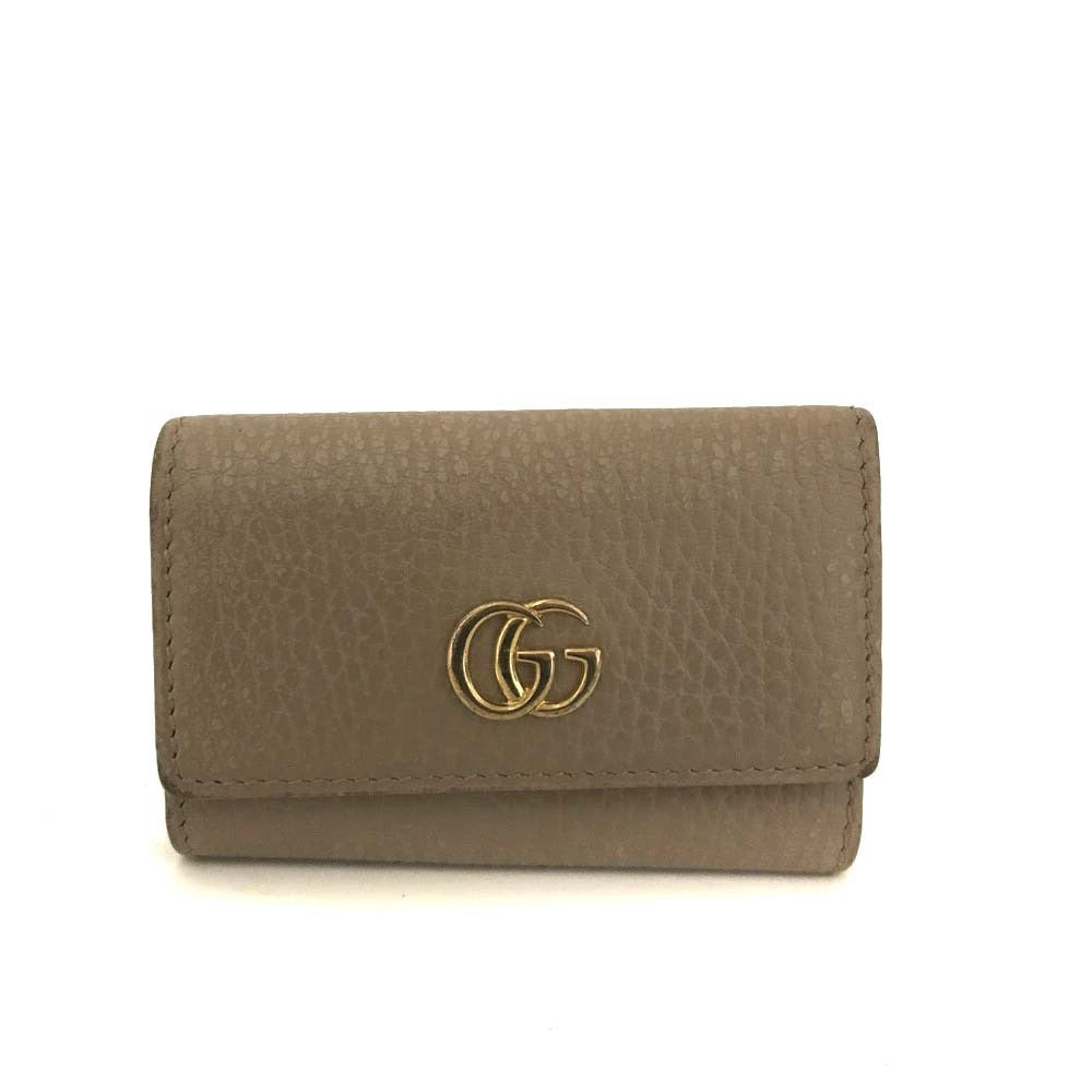 PRE-ORDER GUCCI GG Marmont Leather 6 Rings Key Case Beige