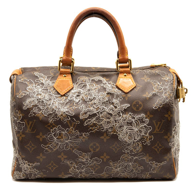 USED Louis Vuitton Monogram Dentelle Speedy 30 Silver - MyDesignerly