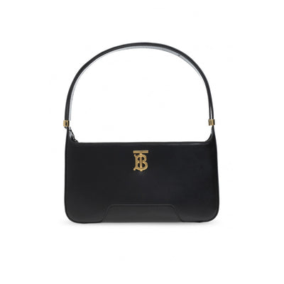 NEW $1750 Burberry Smooth TB Medium Plaque Shoulder Bag Black