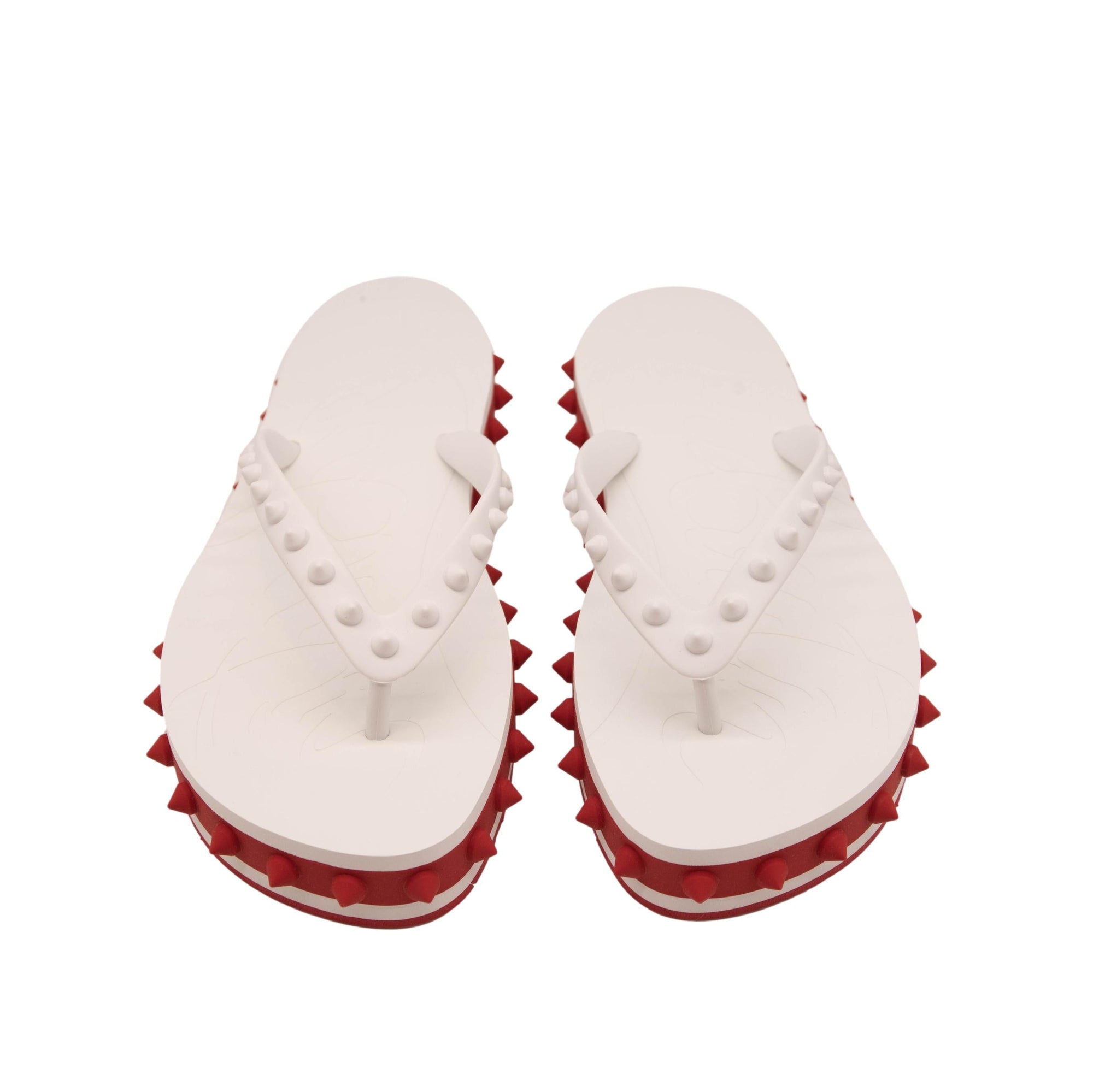 NEW $450 Christian Louboutin Loubi Stud Platform Flip Flop white red s -  MyDesignerly