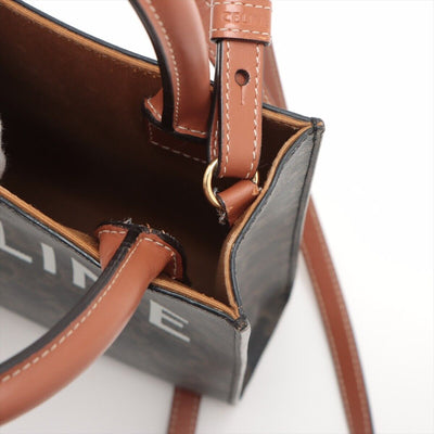 CELINE Triomphe Canvas Calfskin Mini Vertical Cabas Tan