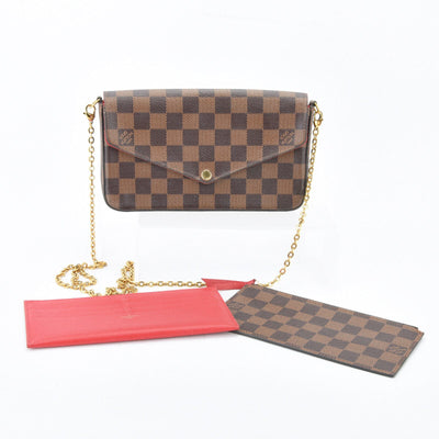 PRE-ORDER  Louis Vuitton  Damier Ebene Pochette Felicie Chain Wallet