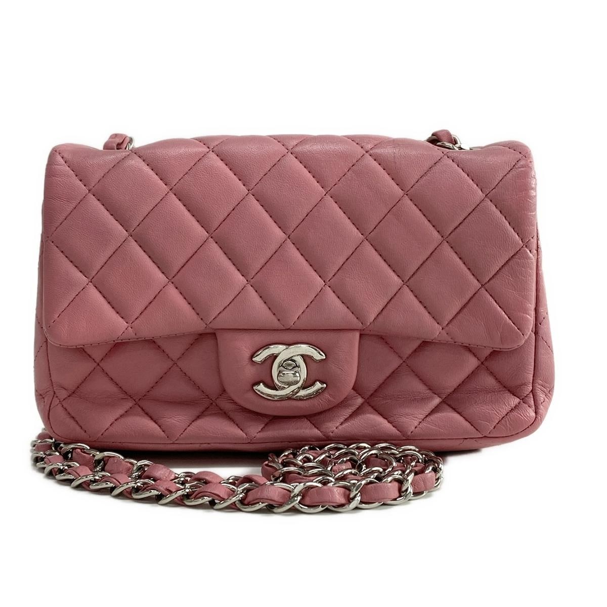 PRE-ORDER  Chanel  Lambskin Quilted Mini Rectangular Flap Pink 18*