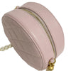 PRE-ORDER Chanel  Calfskin Quilted Pearl Round Clutch With Chain Light Pink 31*