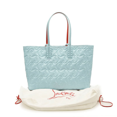 CHRISTIAN LOUBOUTIN NAPPA EMBOSSED EAST WEST CABATA TOTE MINERAL