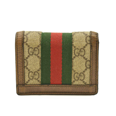 GUCCI Ophidia GG Logo PVC Bifold Wallet Beige