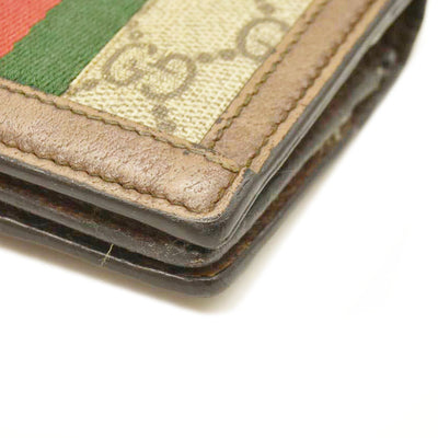 GUCCI Ophidia GG Logo PVC Bifold Wallet Beige