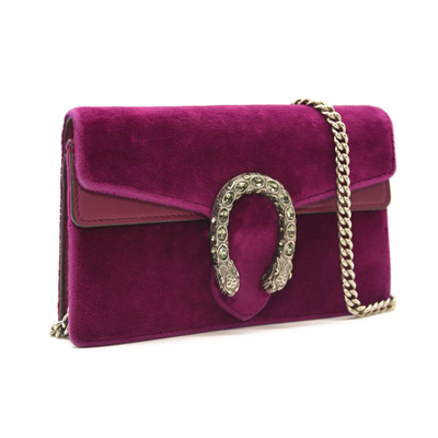 Gucci Velvet Super Mini Dionysus Shoulder Bag Fuchsia Violet Cyclamen