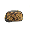 Saint Laurent Canvas Calfskin Leopard Print Monogram Mini Lou Camera Bag Brown