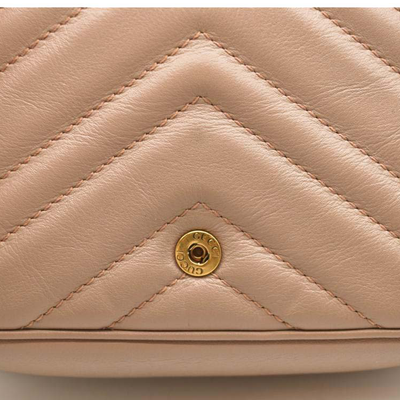 Gucci Calfskin Matelasse Super Mini GG Marmont Shoulder Bag Porcelain Rose