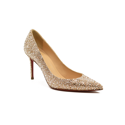 Christian Louboutin Kate 85 mm Gold Crystal Embellished Pumps EU 35