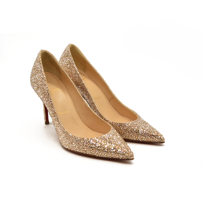 Christian Louboutin Kate 85 mm Gold Crystal Embellished Pumps EU 35