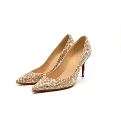 Christian Louboutin Kate 85 mm Gold Crystal Embellished Pumps EU 35