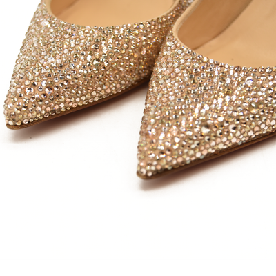Christian Louboutin Kate 85 mm Gold Crystal Embellished Pumps EU 35