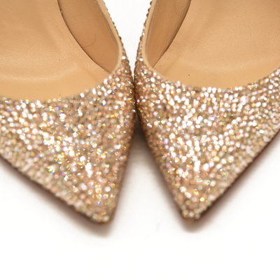Christian Louboutin Kate 85 mm Gold Crystal Embellished Pumps EU 35