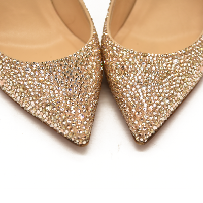 Christian Louboutin Kate 85 mm Gold Crystal Embellished Pumps EU 35
