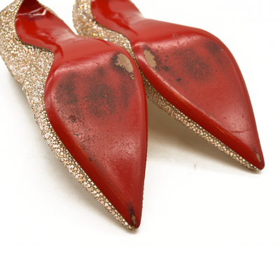 Christian Louboutin Kate 85 mm Gold Crystal Embellished Pumps EU 35