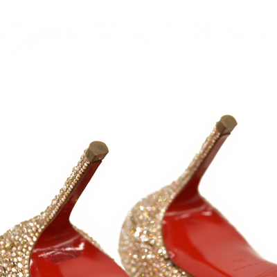 Christian Louboutin Kate 85 mm Gold Crystal Embellished Pumps EU 35