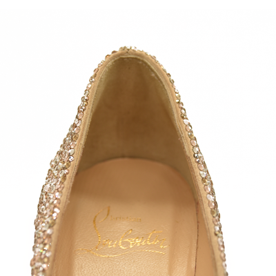Christian Louboutin Kate 85 mm Gold Crystal Embellished Pumps EU 35