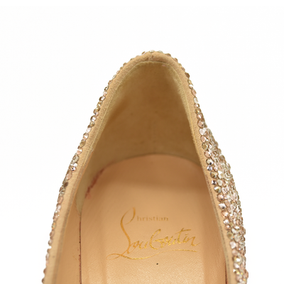 Christian Louboutin Kate 85 mm Gold Crystal Embellished Pumps EU 35