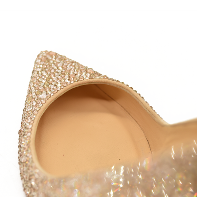 Christian Louboutin Kate 85 mm Gold Crystal Embellished Pumps EU 35