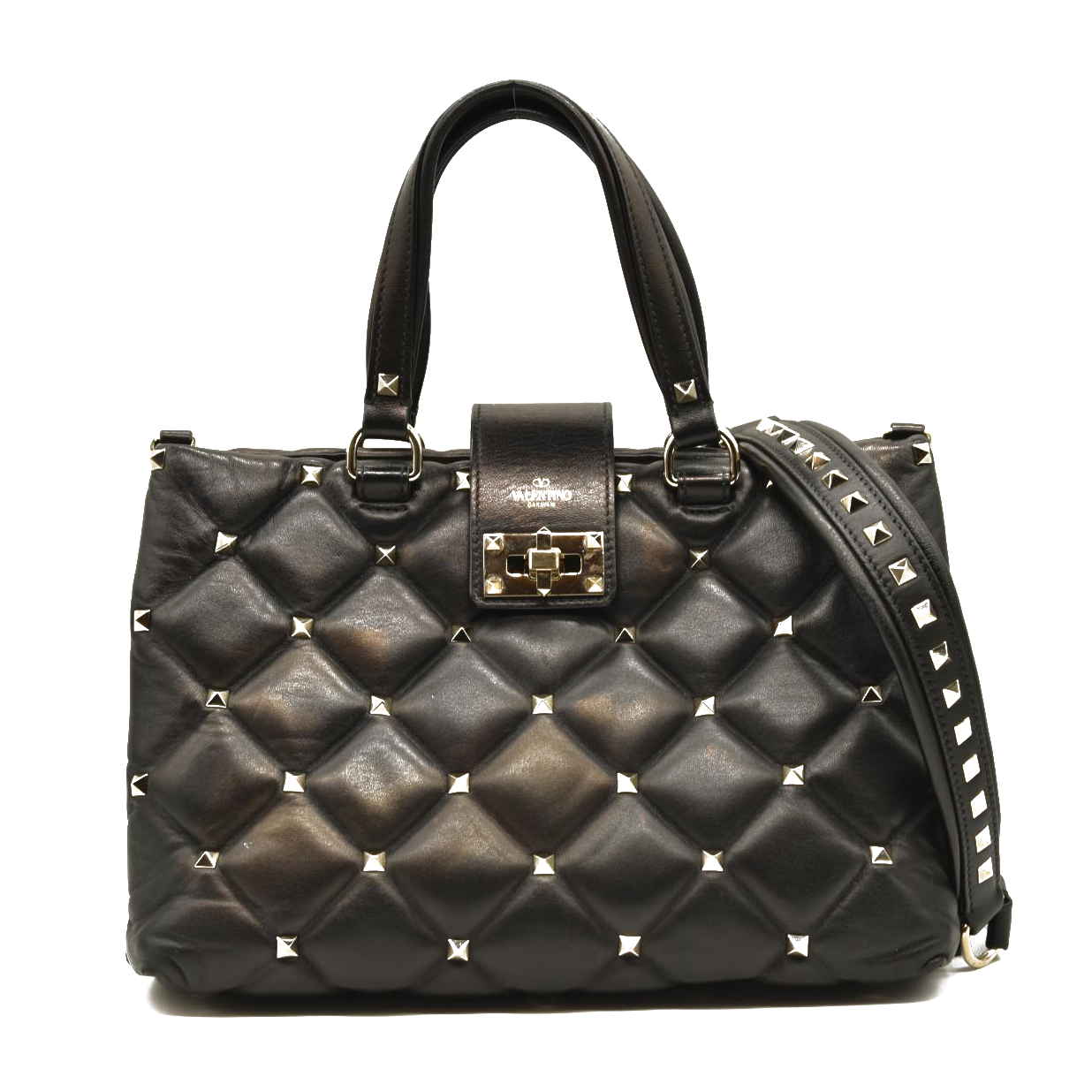 Valentino Garavani  Nappa Candystud Shoulder Bag Black