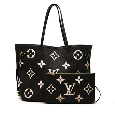 LOUIS VUITTON  Empreinte Monogram Giant Neverfull MM Black Beige rfid