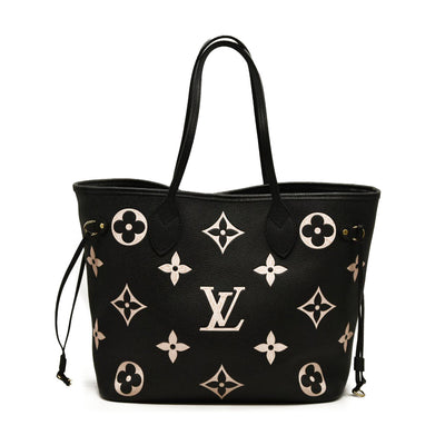 LOUIS VUITTON  Empreinte Monogram Giant Neverfull MM Black Beige rfid