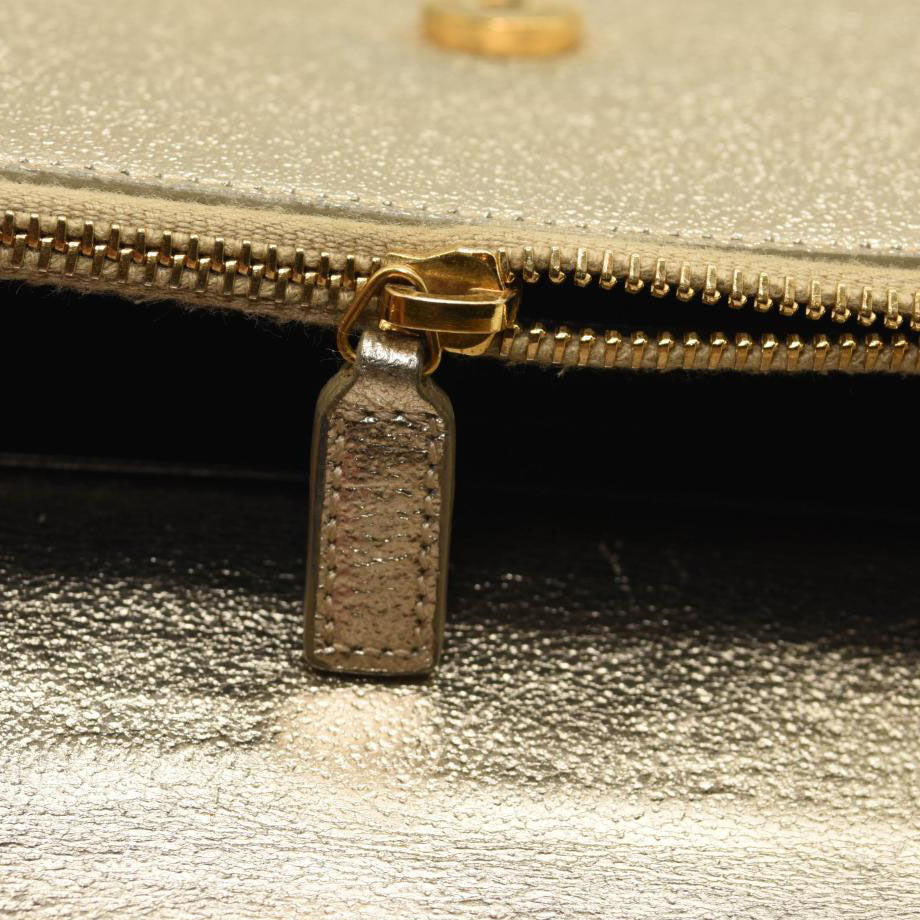 FDC Jeweled Gold Chain Patent Pleather Handbag