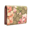 USED GUCCI GG Supreme Monogram Blooms Card Case Beige Multicolor Dry Rose