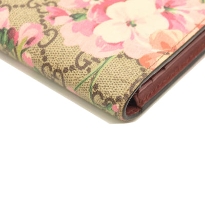 USED GUCCI GG Supreme Monogram Blooms Card Case Beige Multicolor Dry Rose