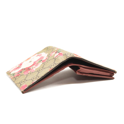 USED GUCCI GG Supreme Monogram Blooms Card Case Beige Multicolor Dry Rose