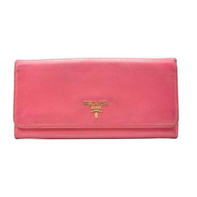 PRADA Saffiano Metal Continental Flap Wallet Begonia