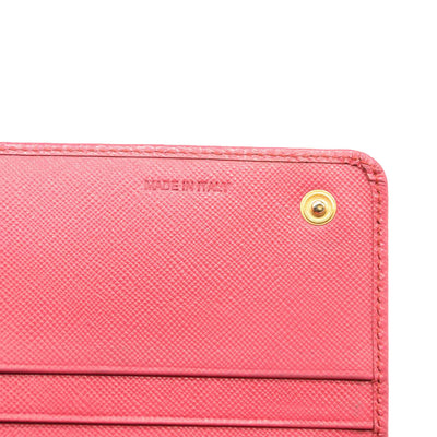 PRADA Saffiano Metal Continental Flap Wallet Begonia