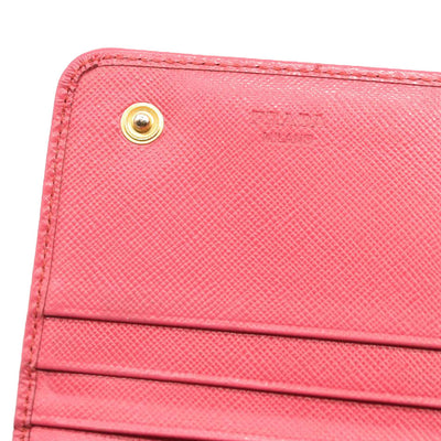 PRADA Saffiano Metal Continental Flap Wallet Begonia