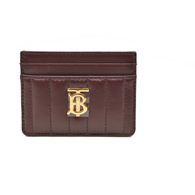 BURBERRY Quilted Leather Lola Card Case Burgundy NEW