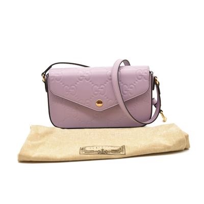 Gucci  Calfskin GG Super Mini Shoulder Bag Purple NEW