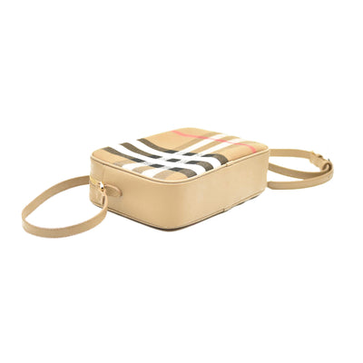 Burberry Calfskin Vintage Check Small Camera Bag Archive Beige