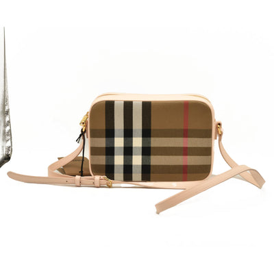 Burberry Calfskin Vintage Check Small Camera Bag Archive Pink