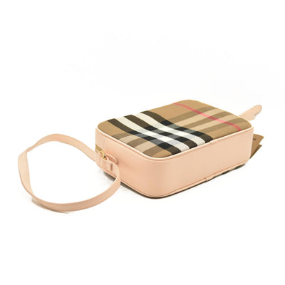 Burberry Calfskin Vintage Check Small Camera Bag Archive Pink