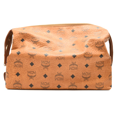 MCM cognac visetos travel cosmetic bag