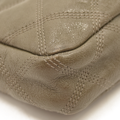 Saint Laurent  Grained Lambskin Quilted Mini Becky Double Zip Bag Taupe