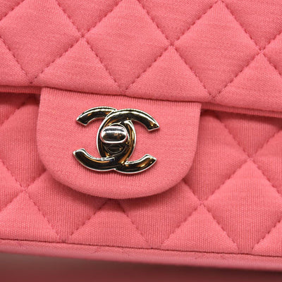 Chanel Jersey Quilted Mini Rectangular Flap Pink 19*