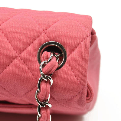 Chanel Jersey Quilted Mini Rectangular Flap Pink 19*