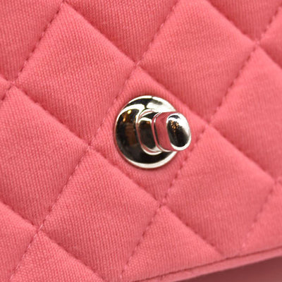 Chanel Jersey Quilted Mini Rectangular Flap Pink 19*