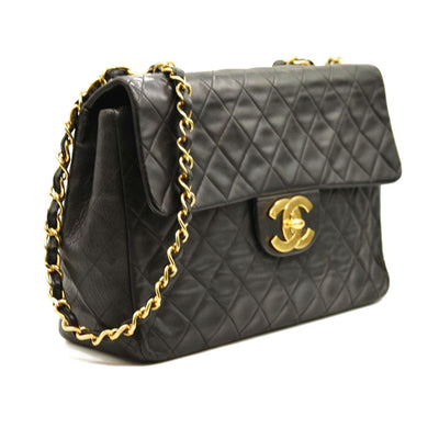 Chanel  Lambskin Quilted XL Jumbo Single Flap Black