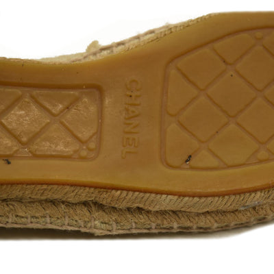 Chanel  Lambskin Espadrilles Beige Black 7.5 US