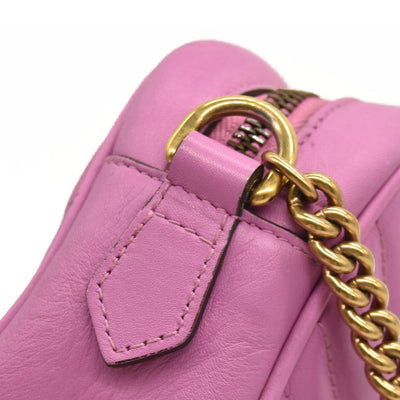 Gucci  Calfskin Matelasse Mini GG Marmont Chain Shoulder Bag Candy Mousse