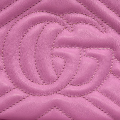 Gucci  Calfskin Matelasse Mini GG Marmont Chain Shoulder Bag Candy Mousse